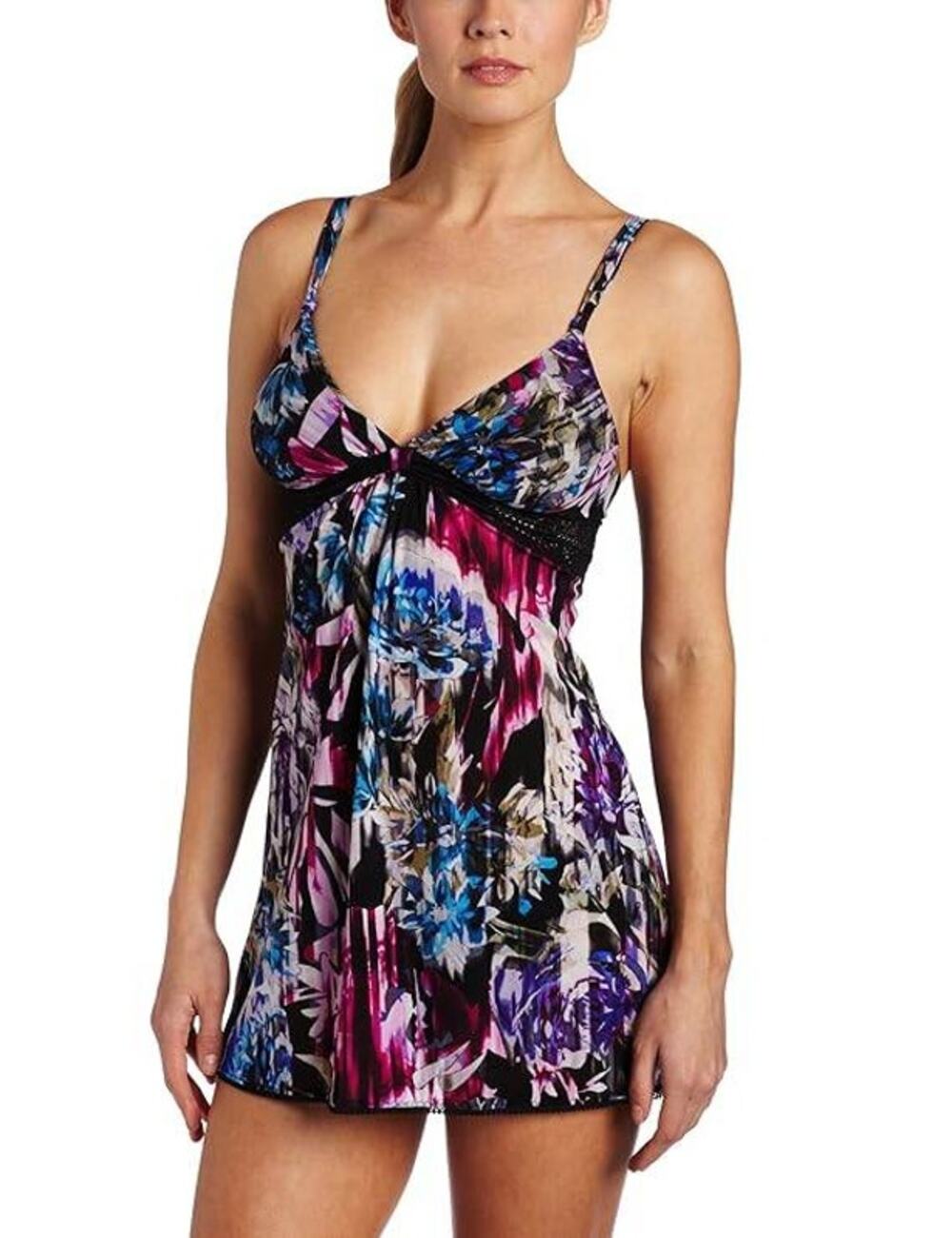 On Gossamer Fireworks Printed Mesh Nightie Chemise L NWT Boudoir Resortwear Luxe